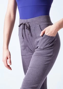 Ballet Rosa Drawstring Cuffed Pants -Dance Costume Store brlazuli grey close up front 54795.1678926827