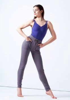 Ballet Rosa Drawstring Cuffed Pants -Dance Costume Store brlazuli grey front 2 07198.1678926826