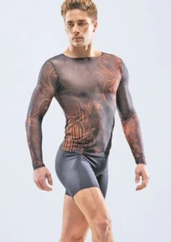 Ballet Rosa Mens Luca Long Sleeve Top -Dance Costume Store brluca black orange frontmain 1t 52830.1698803367