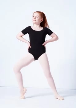 Capezio Class Kids Short Sleeve Leotard -Dance Costume Store cad400c black front 1 08077.1689290965