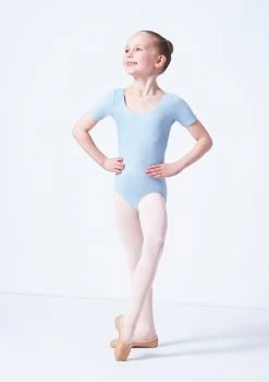 Capezio Class Kids Short Sleeve Leotard -Dance Costume Store cad400c blue front 1 03419.1689290965