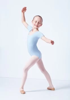 Capezio Class Kids Short Sleeve Leotard -Dance Costume Store cad400c blue front 2 84164.1689290966