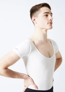 Freed RAD Mens Short Sleeve Leotard -Dance Costume Store fraaron white close up front 53509.1678927595
