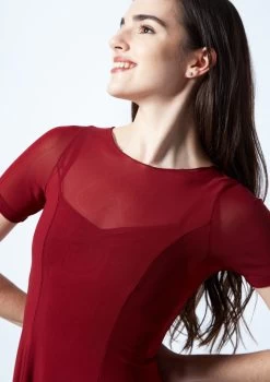 Move Dance Ceres Short Sleeve Lyrical Dress -Dance Costume Store mo r0217 move dance ceres short sleeve lyrical dress red front no1 42893.1678884645