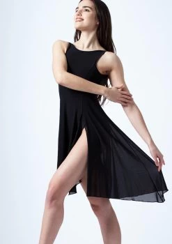 Move Dance Larissa High Split Lyrical Dress -Dance Costume Store mo r0222 move dance larissa high split lyrical dress black front thumbnail T 41387.1691199194