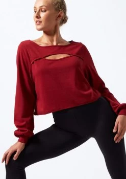 Move Dance Dare Cut Out Sweatshirt -Dance Costume Store mo z0615 move dance dare cut out sweatshirt red front thumbnail T 89744.1696981188