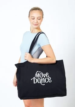 Move Dance Woven Tote Bag -Dance Costume Store moa0401 black front 3 53880.1678928307