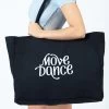 Move Dance Woven Tote Bag -Dance Costume Store moa0401 black front 56392.1678928307