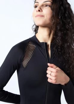 Move Dance Alicia Long Sleeve Leotard -Dance Costume Store mol0650 black close up front 2 84104.1678884228