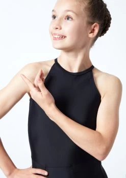 Move Dance Teen Elle High Neck Leotard -Dance Costume Store mol5805 blk close up front 1 12772.1678884482