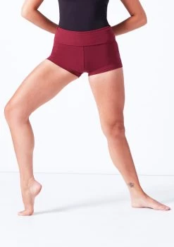 Move Dance Sasha Rolltop Dance Shorts -Dance Costume Store mor0009 burgundy front t 36233.1696980720