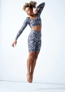 Move Dance Nebula High Waisted Cycling Shorts - Dimensions -Dance Costume Store mor0907 dim front 1 51858.1678884724