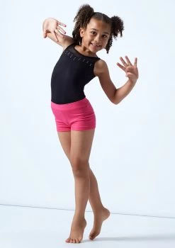 Move Dance Thalia Girls Dance Shorts -Dance Costume Store mor5011 bright pink front 2 15156.1688080915