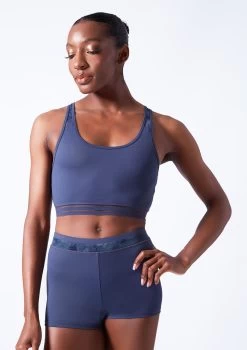 Move Dance Sovanna Crop Top 19 Move Dance Sovanna Crop Top -Dance Costume Store mos0601 petrol blue close up front 46621.1683070441