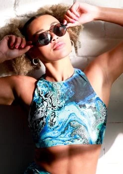 Move Dance Stellar Cross Back Crop Top - Pacific -Dance Costume Store mos0905 pac close up front 2 08537.1678884803