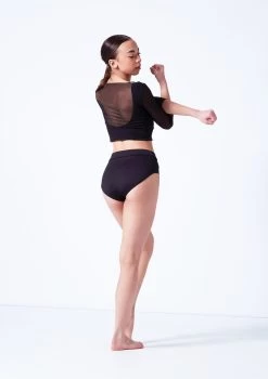 Move Dance Athena Mesh Crop Top -Dance Costume Store moz0038 black back 02644.1681806972