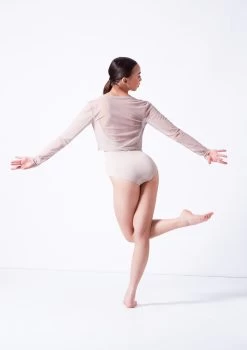 Move Dance Bella Mesh Tie Front Top 21 Move Dance Bella Mesh Tie Front Top -Dance Costume Store moz0040 latte back 22943.1681806972