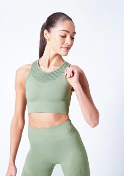 Move Dance Isabelle Seamless Tank Crop Top -Dance Costume Store moz0502 sage close up front 01411.1682378345