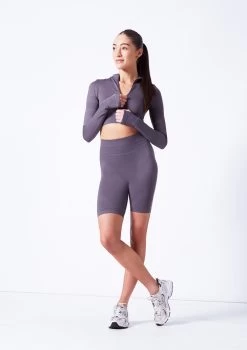 Move Dance Orianna Seamless Zip Crop Top 16 Move Dance Orianna Seamless Zip Crop Top -Dance Costume Store moz0503 sharkgrey front 2 17256.1684799005