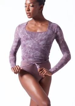 Move Dance Nayu Mesh Wrap Top -Dance Costume Store moz0627 orchid pink front t 07196.1692921489