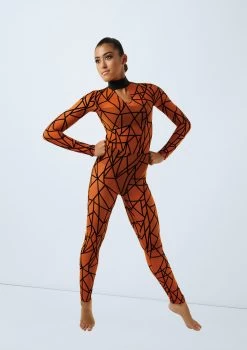 Weissman Game Of Survival 13 Weissman Game Of Survival -Dance Costume Store weissman flocked geometric unitard orange front 26450.1685491271