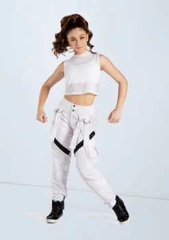 Weissman Sleeveless Cropped Mesh Hoodie -Dance Costume Store wn14540 white 68 51055.1694563057