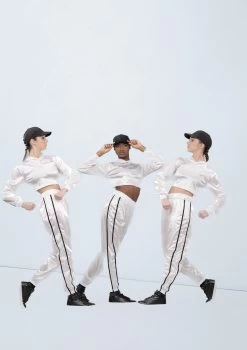 Weissman Satin Cropped Hoodie