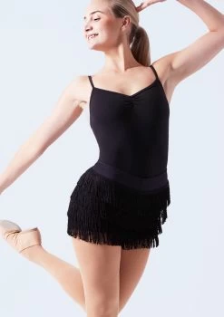 Weissman Stretch Fringe Shorts -Dance Costume Store wnmt12611 black front t 91915.1698840511
